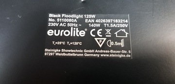 Eurolite ЧЕРНЫЙ ПРОЖЕКТОР 125Вт, УФ лампа