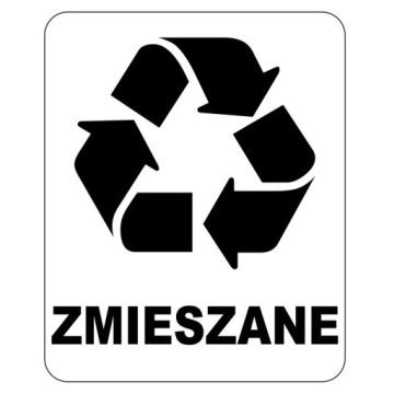 Naklejka ZMIESZANE kosz na ŚMIECI segregacja eko
