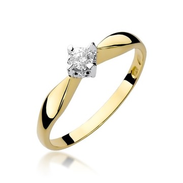 Złoty pierścionek zaręczynowy Brylant 0,12 ct GRAWER