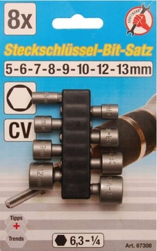 Bity - nasadki, 8 szt., 5-13 mm