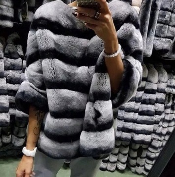 Пончо из меха кролика REX Oversize 36 S