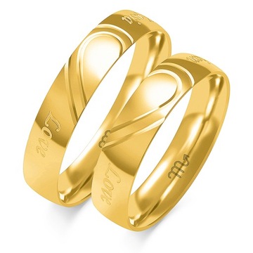 ZŁOTE OBRĄCZKI ŚLUBNE-napis 'LOVE'-próba 585-4,5mm
