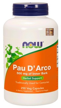 NOW Foods Pau D'Arco 500mg 250 wegetariańskich kapsułek - suplement diety
