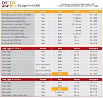 Этикетки заменяют Brother DK-11202 62х100мм QL700 QL800