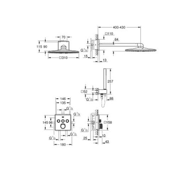 Комплект термостата Grohe Smartcontrol Rainshower 310