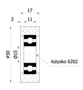 РОЛИК РОЛИК 50 мм ДАВЛЕНИЕ ДАВЛЕНИЕ РОЛИК ширина 17 мм