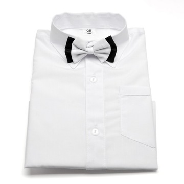 KOSZULA CHŁOPIĘCA BIAŁA Z DŁUGIM RĘKAWEM I MUSZKĄ DO SZKOŁY ELEGANCKA 152