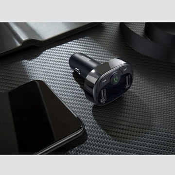 BASEUS TRANSMITER ŁADOWARKA 2xUSB FM BLUETOOTH CZYTNIK KART MICRO SD MP3