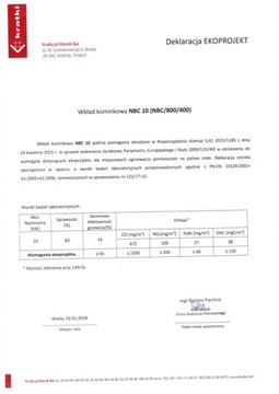 KOMINEK WKŁAD 3 szyby NBC 10 800X400 GILOTYNA CZARNY EKO