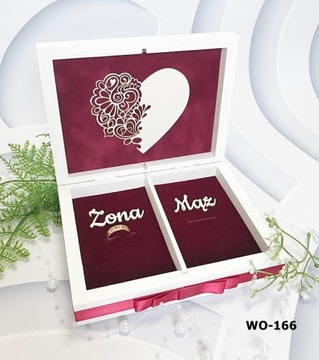 Коробка для конвертов + белые обручальные кольца 03