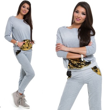 653__roz._M__DRES BLUZA SPODNIE ŚCIĄGACZE CEKINY