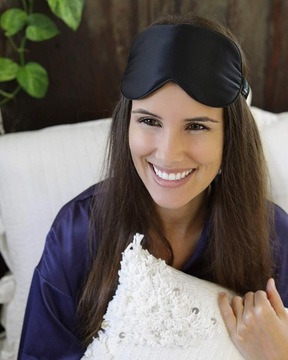 100% ШЕЛКОВЫЙ ЛЕНТ | МАСКА ДЛЯ СНА ЧЕРНАЯ НАТУРАЛЬНЫЙ ШЕЛК