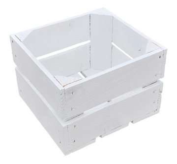 SKRZYNECZKA DREWNIANA BIAŁA doniczka Kwietnik