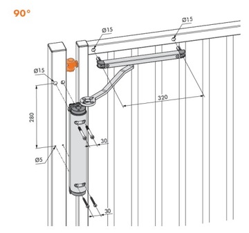 LOCINOX VERTICLOSE2 90° 180° Samozamykacz furtki
