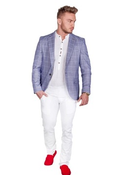 Marynarka niebieska w białą kratę 3524 rozm. 50