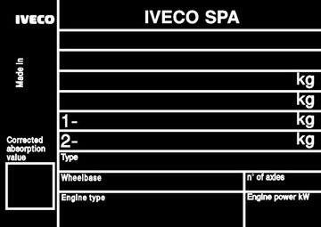 Наклейка с заводской табличкой IVECO