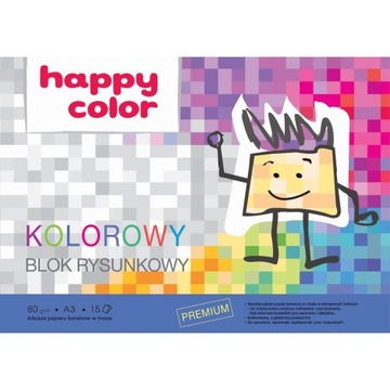 Blok rysunkowy A3, KOLOR premium HAPPY COLOR