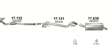 Концевой глушитель + трубка DPF Opel Zafira B объём 1.9 дизель
