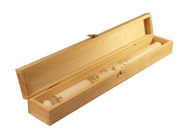 Крещальный халат и именная свеча КРЕЩЕНИЕ + Коробка