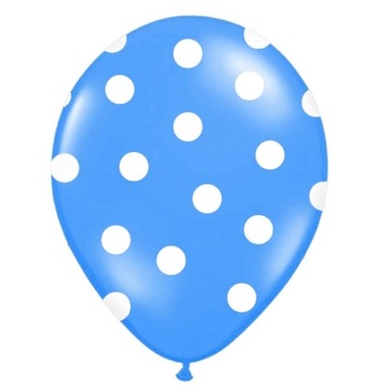 NIEBIESKI BALON W KROPKI NA URODZINY ROCZEK BALONY