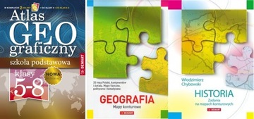 ATLAS GEOGRAFICZNY 5-8 + MAPY KONTUROWE + HISTORIA