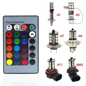 СВЕТОДИОДНЫЕ ЛАМПЫ RGB H1 H3 H4 H7 H8 H11 HB3 HB4 + ПУЛЬТ ДИСТАНЦИОННОГО УПРАВЛЕНИЯ