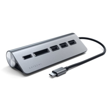 Satechi Aluminium — концентратор USB-C (устройство чтения карт micro/SD, 3 порта USB-A) (пространство