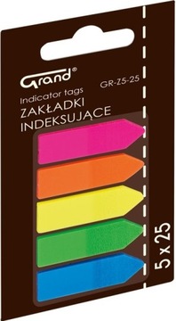 Zakładki indeksujące GRAND folia 12x45mm 5x25szt