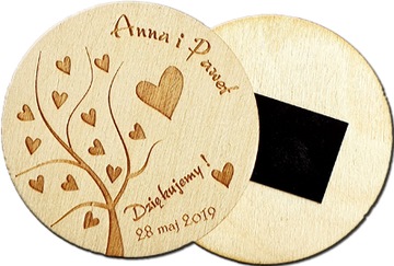 Podziękowanie Gości ślub Chrzest magnes 10szt