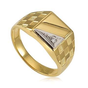 МУЖСКАЯ ЗОЛОТАЯ ПЕЧАТЬ С БРИЛЛИАНТОМ 0,06 карата 585 14К R28