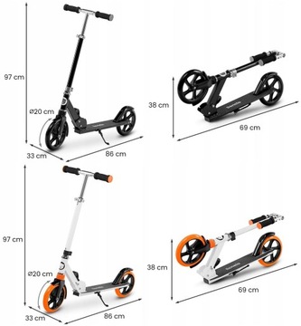 БОЛЬШОЙ СКЛАДНОЙ СКУТЕР LIONELO LUCA АМОРТИЗАТОР ЛЕГКИЙ ПРОЧНЫЙ ТОРМОЗ