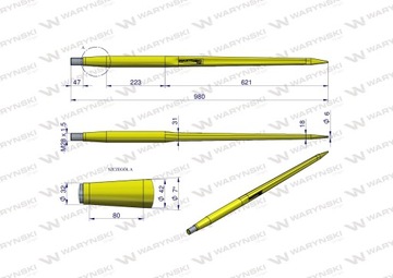ТЯЖЕЛАЯ стойка для погрузчика универсальная прямая L- 980 мм Tur для втулки W-5791200 W