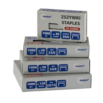 Zszywki 24/6, 10 x 1000 szt galwanizowane