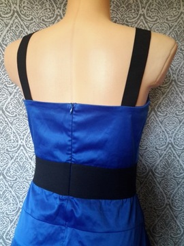 M/L 40 elegancka kobaltowa sukienka midi tuba na ramiączkach London Girl