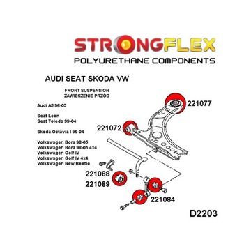 AUDI A3 GOLF 4 SEAT LEON КОМПЛЕКТ ВТУЛОК ПОЛИУРЕТАН