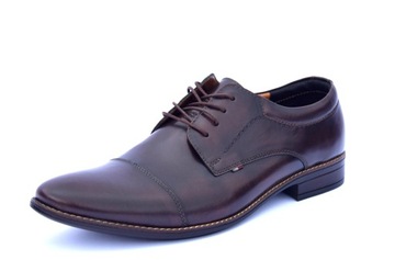 BUTY MĘSKIE WIZYTOWE CIEMNY BRĄZ POLSKIE 349