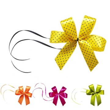 Бантик в горошек, атласная лента - 10 шт.