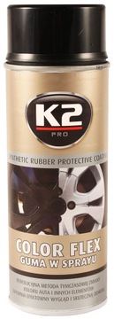 K2 COLOR FLEX PŁYNNA GUMA W SPRAYU CZARNY POŁYSK Folia felgi lakier auto