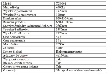 ДВУХКОЛОННЫЙ ПОДЪЕМНИК 4Т АВТОМАТИЧЕСКАЯ РАМКА TECHWAR