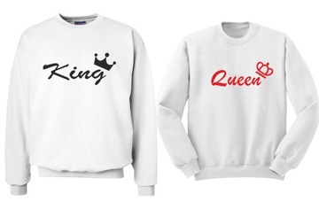 Bluza bluzy dla par małżeństw Queen King białe