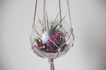 Подвесная подставка для цветов макраме - Джут