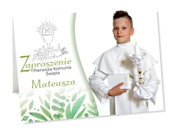 Zaproszenie na Pierwszą Komunię Świętą ze zdjęciem