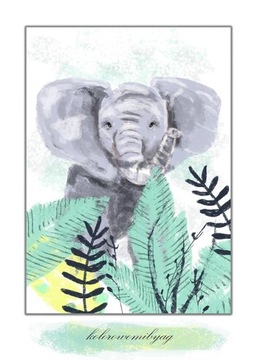 1szt słoń żyrafa gepard jungle dzungla plakat a4