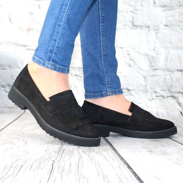 MOKASYNY DAMSKIE outlet BUTY ZAMSZOWE FRĘDZLE r 38