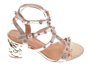 PIĘKNE SANDAŁY NA SŁUPKU YZY-69-2 Silver r.39