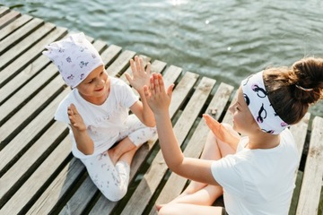 Komplet Turban Ela biały i komin na jesień zime