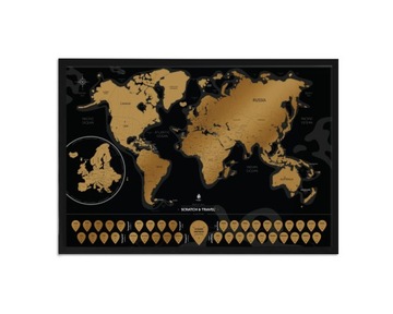 Черная деревянная рамка для скретч-карты B2 50x70см