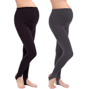 2X LEGGINSY CIĄŻOWE OCIEPLANE ZAPIĘTKA PREG-LS