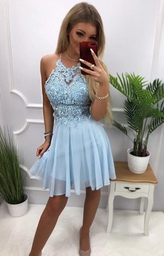 Modré šaty so zirkónmi svadba M