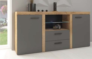 Komoda RUMBA 156 cm dąb lefkas grafit